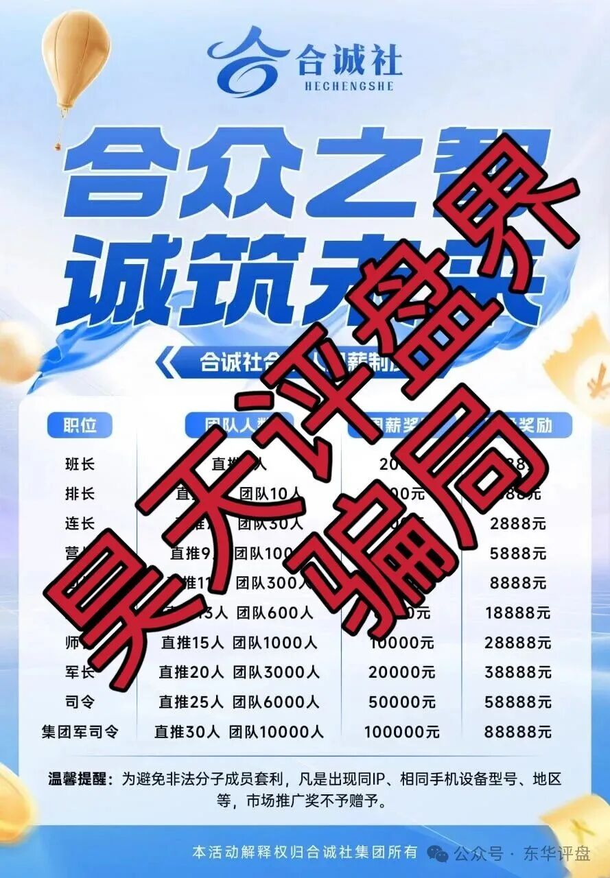 合诚社又一个跟单类资金盘骗局，典型的一轮圈杀猪盘，看见一定要远离！